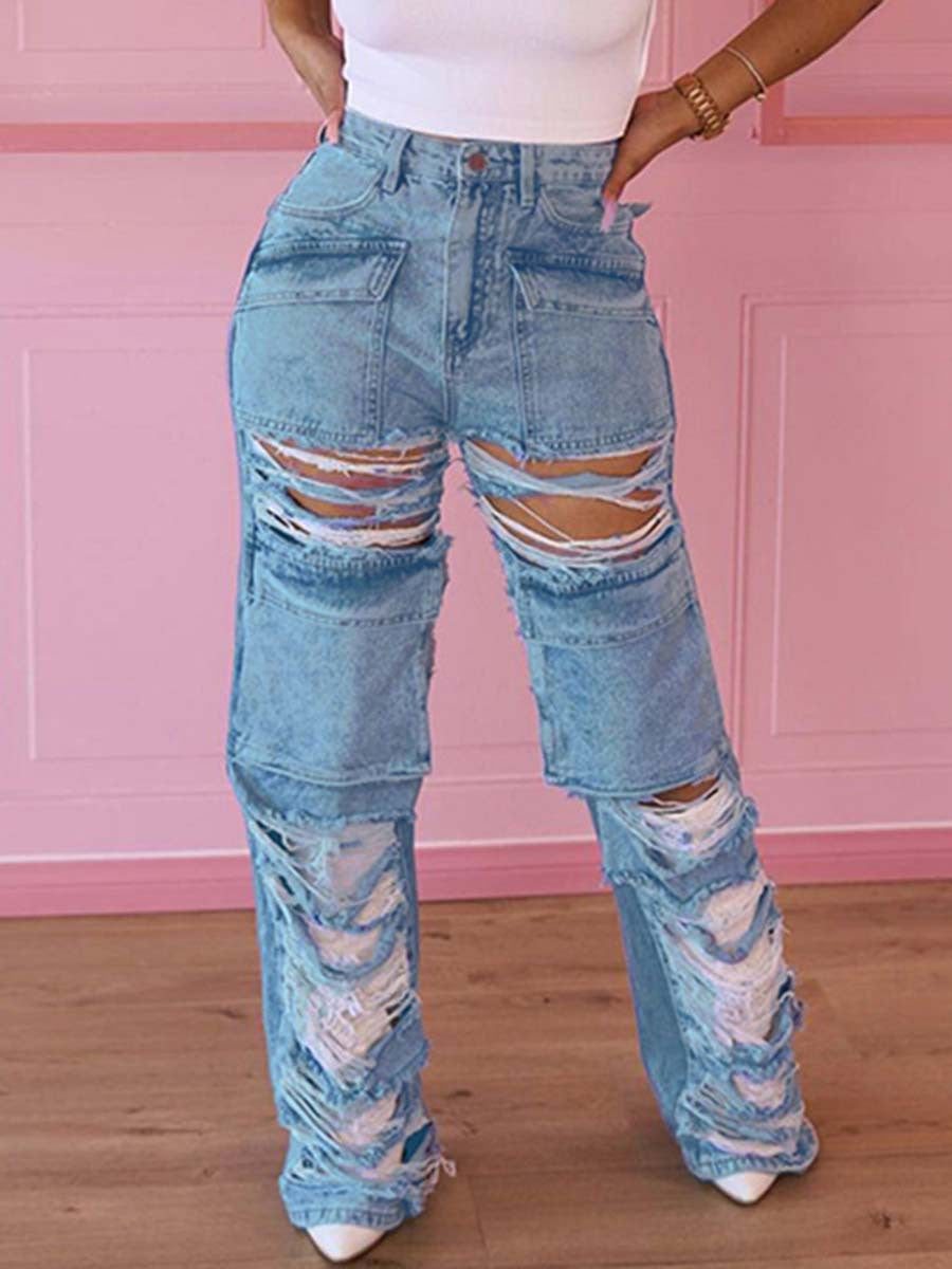 Women's Distressed and Frayed Jeans