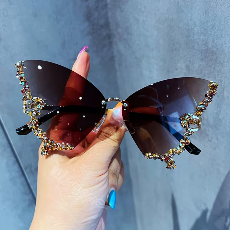 Luxury Diamond Butterfly Sunglasses Women