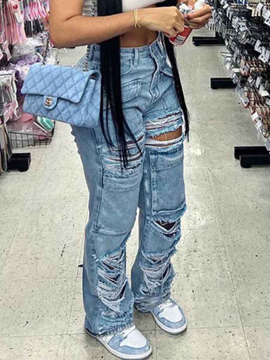 Women's Distressed and Frayed Jeans