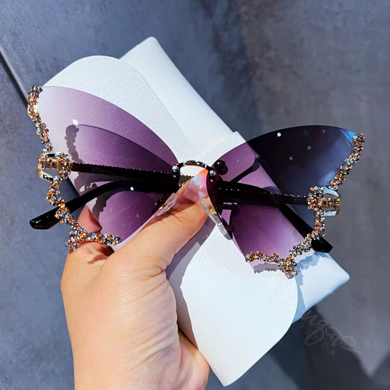 Luxury Diamond Butterfly Sunglasses Women
