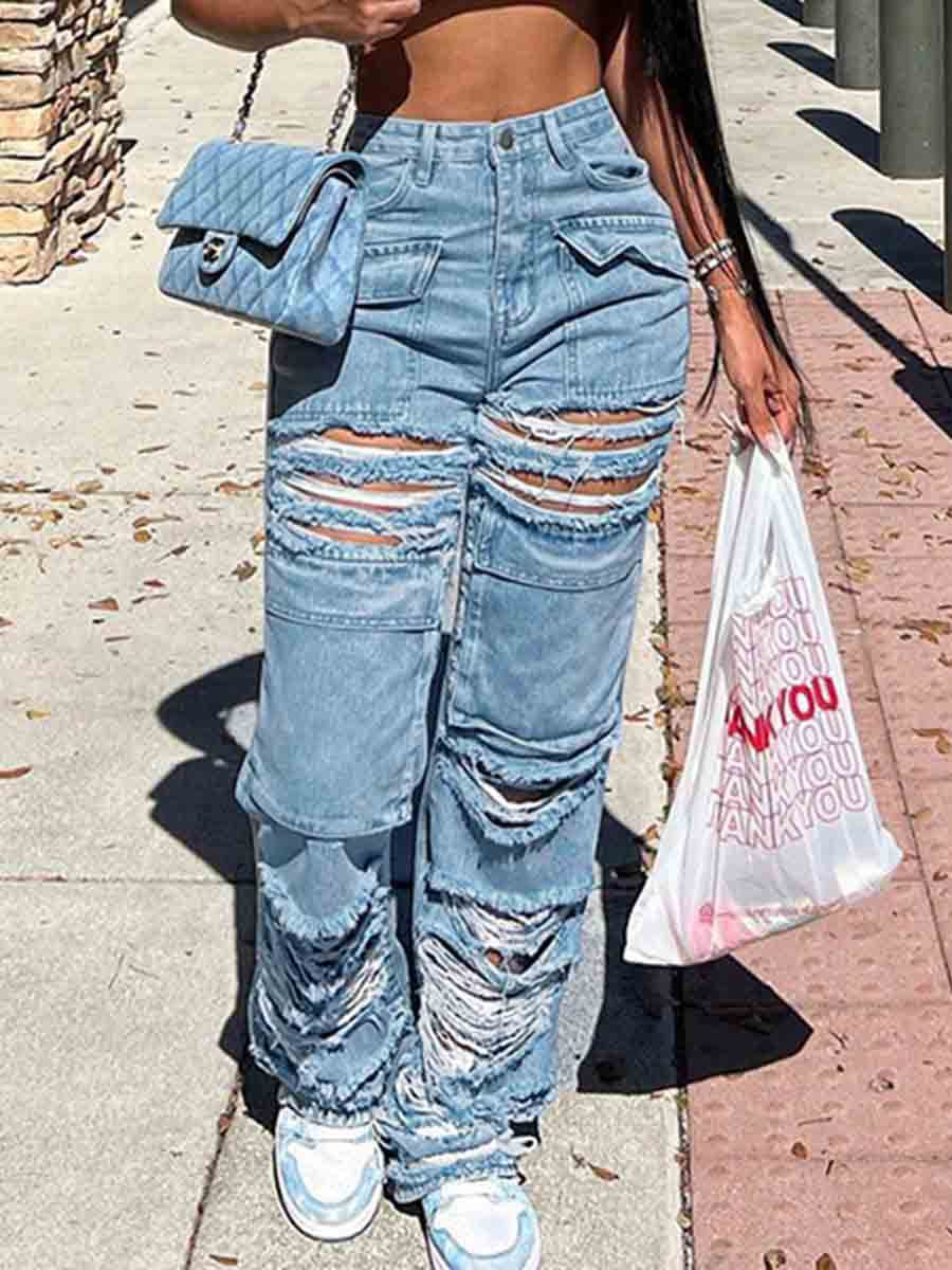 Women's Distressed and Frayed Jeans